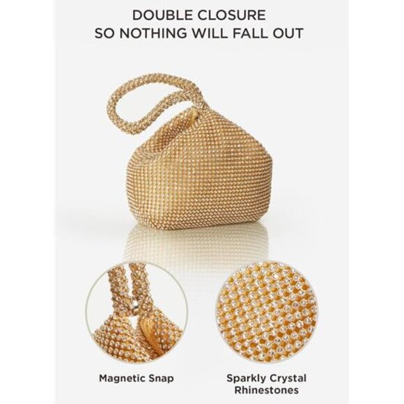 Pink Rhinestone Triangle Clutch Sparkly Glitter Bag Crystal Handheld Purse - Picture 7 of 8